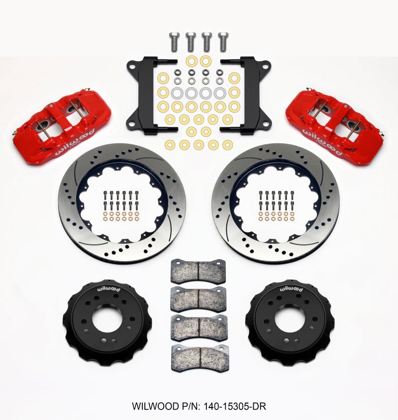 Wilwood AERO6 Front Hat Kit 14.00 Drilled Red 63 - 87 C10 w/ Wilwood Pro Spindles - My Store