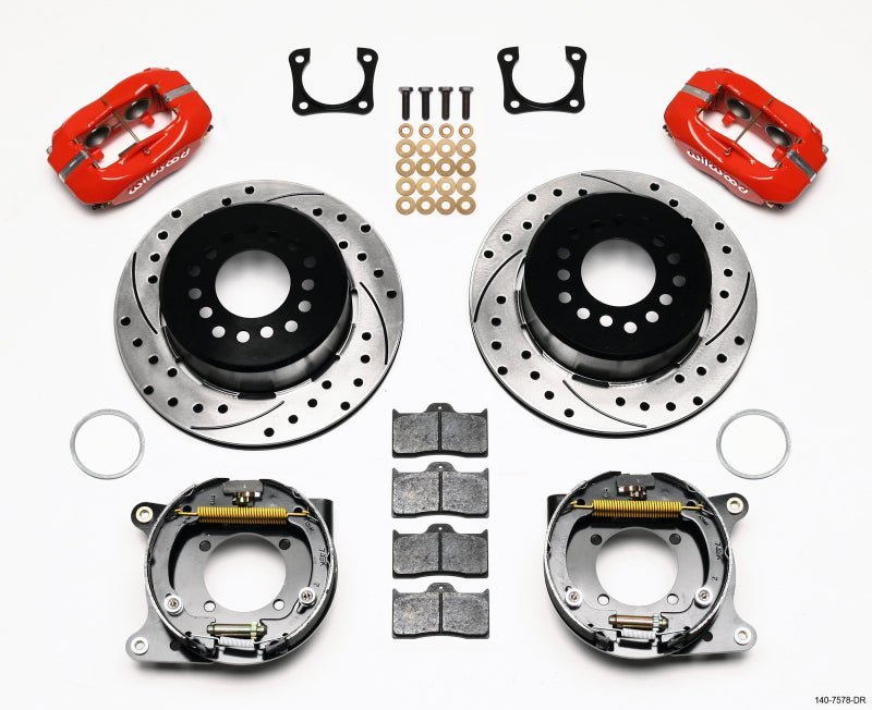 Wilwood Forged Dynalite P/S Park Brake Kit Drilled Red Chevy 12 Bolt - Spec 3.15in Bearing - My Store