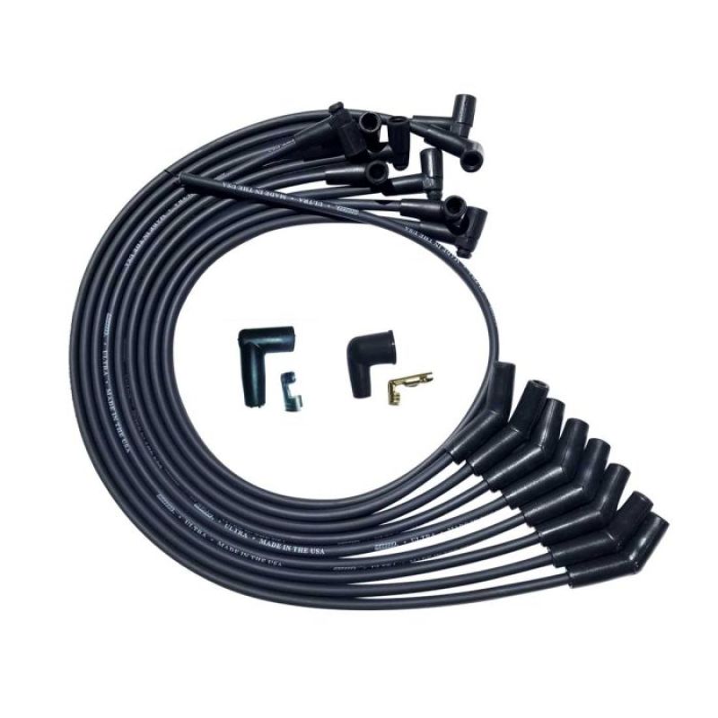 Moroso SBC Over Valve Cover Unsleeved 135 Deg Plug 90 HEI Ultra Spark Plug Wire Set - Black - My Store