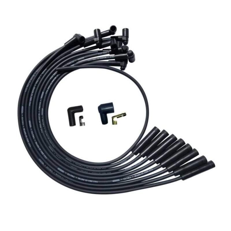 Moroso BBC Over Valve Cover Str Plug End HEI Sleeved Ultra Spark Plug Wire Set - Black - My Store