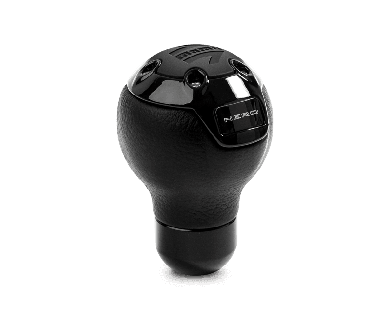 Momo Nero Shift Knob - Tall Black Leather, Black Chrome Insert - My Store