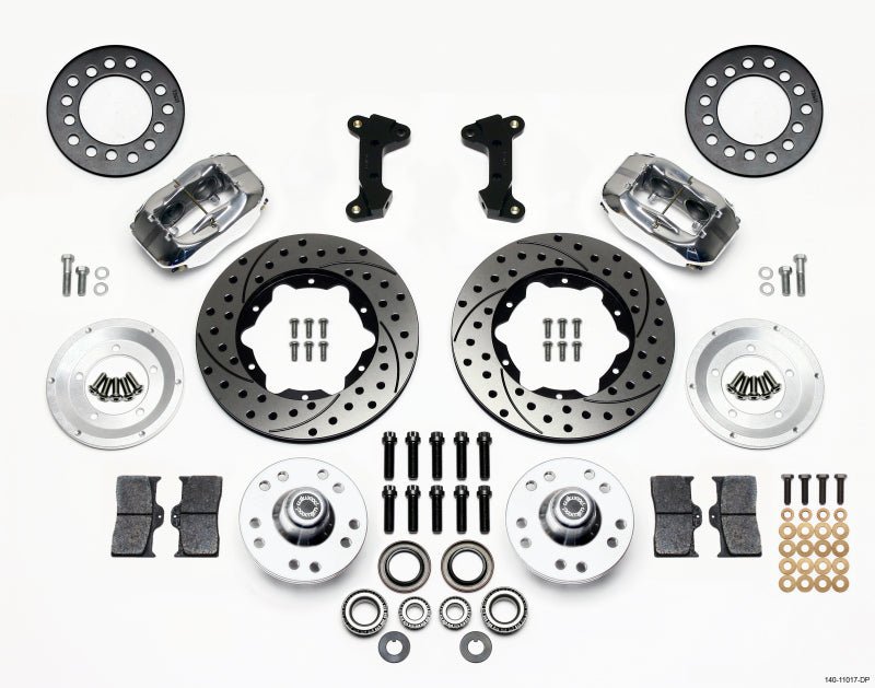 Wilwood Forged Dynalite Front Kit 11.00in Drill - Polished 74 - 80 Pinto/Mustang II Disc Spindle only - My Store