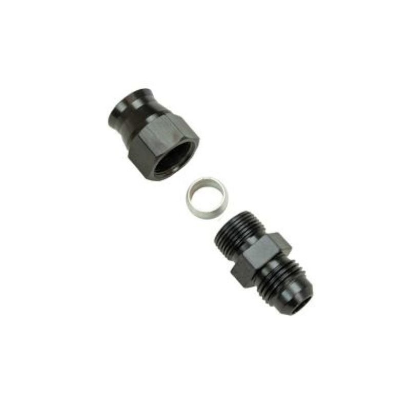 Moroso Aluminum Fitting Adapter 6AN Male to 3/8in Tube Compression - Black - My Store
