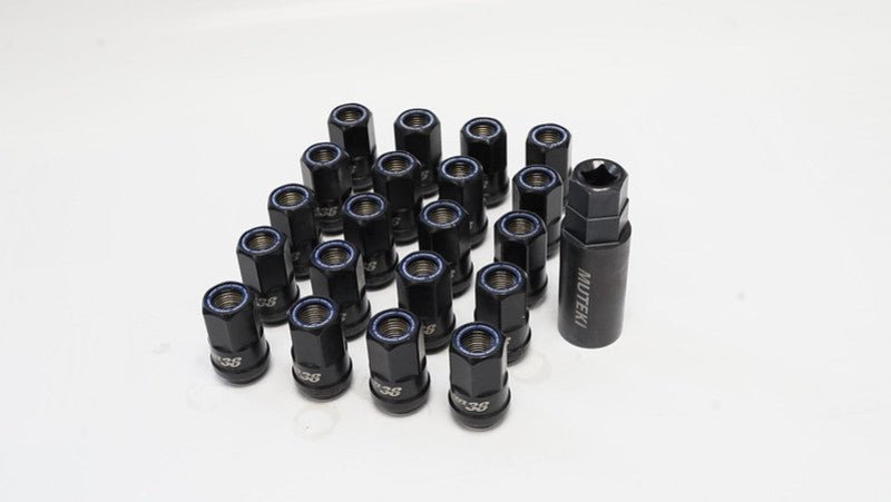 Wheel Mate Muteki HR38 Open End Lug Nuts 12x1.25 Titanium Chrome / Blue Ring - My Store