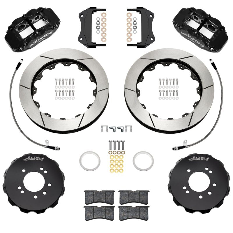 Wilwood 95 - 98 Nissan Skyline Superlite 6R Front BBK w/ 12.88in Slotted Rotors & Flexlines - Black - My Store