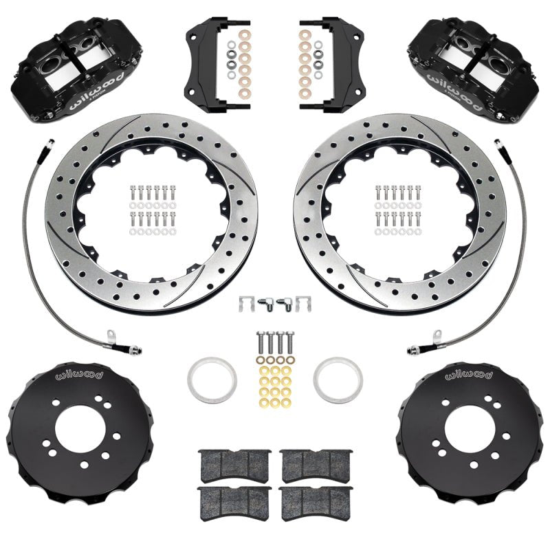 Wilwood 95 - 98 Nissan Skyline Superlite 6R Front BBK w/ 12.88in D/S Rotors & Flexlines - Black - My Store