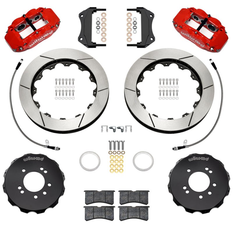 Wilwood 95 - 98 Nissan Skyline Superlite 6R Front BBK w/ 12.88in Slotted Rotors & Flexlines - Red - My Store