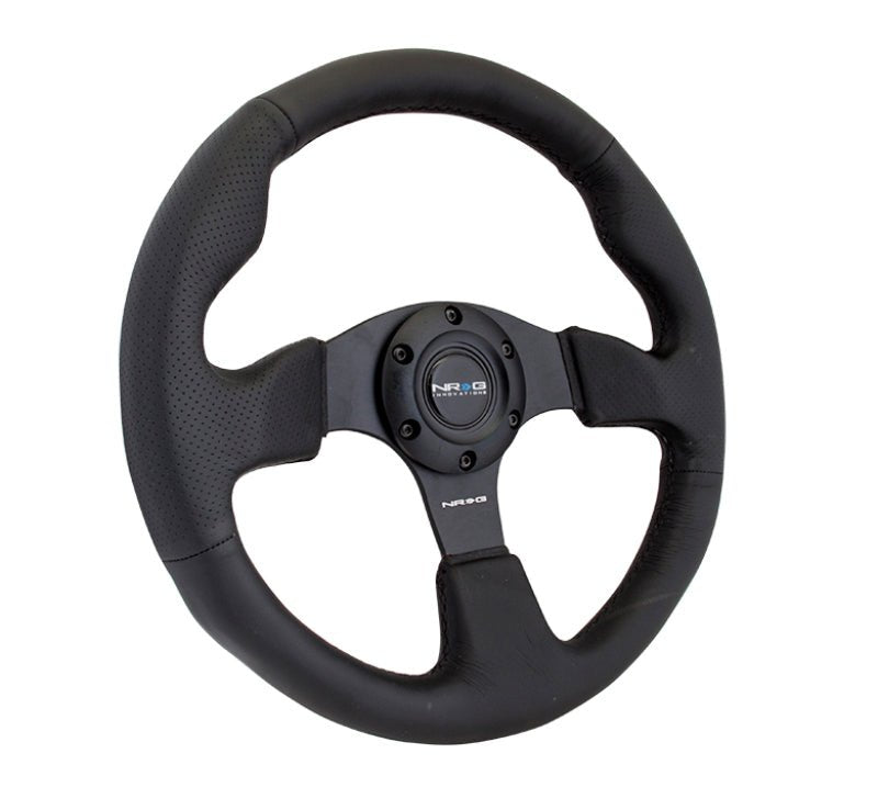 NRG Reinforced Steering Wheel (320mm) Black Leather w/Black Stitching - My Store