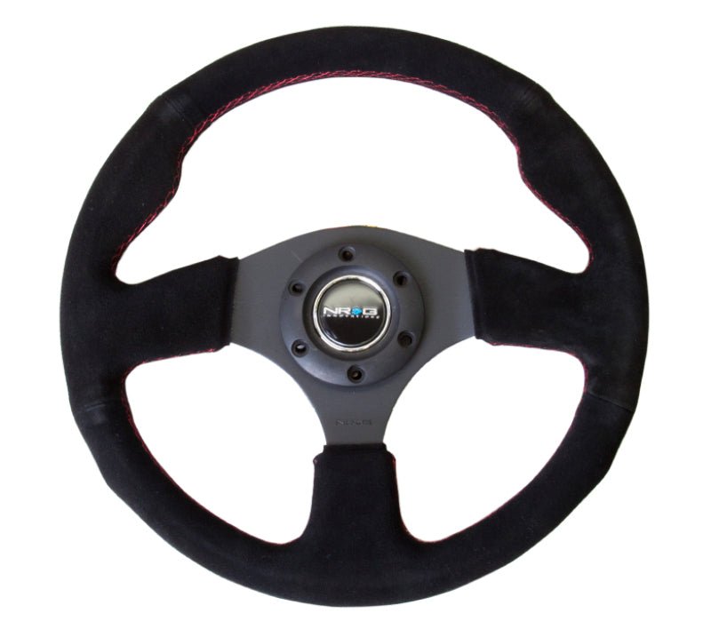 NRG Reinforced Steering Wheel (320mm) Suede w/Red Stitch - My Store