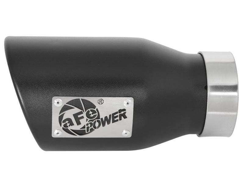 aFe MACH Force - Xp 409 SS Exhaust Tip Black (Left Side) 3in In x 4 - 1/2in Out x 9in L Clamp - On - My Store