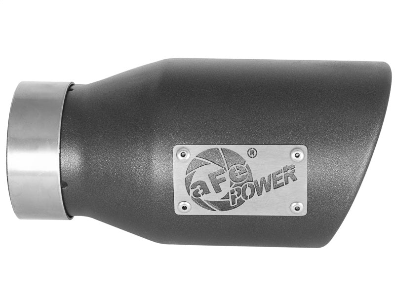 aFe MACH Force - Xp 3in 304 SS Metallic Black Exhaust Tip 3in In x 4 - 1/2in Out x 9in L Clamp - On Right - My Store