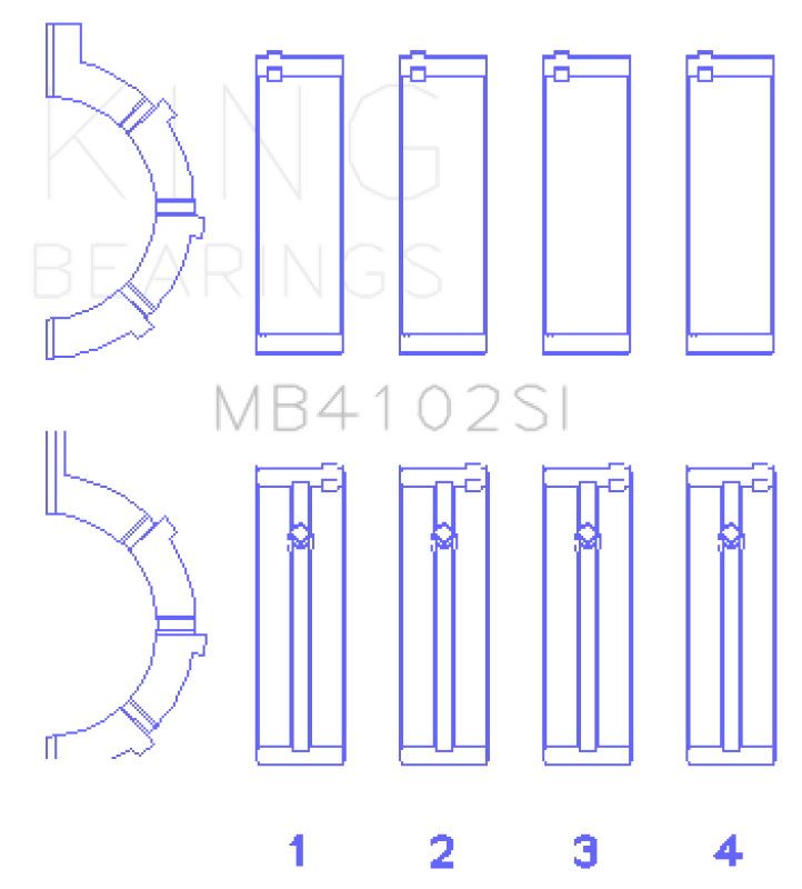King Engine Bearings Chrysler 226 3.7L (Size .026) Crankshaft Main Bearings (Set of 4) - My Store
