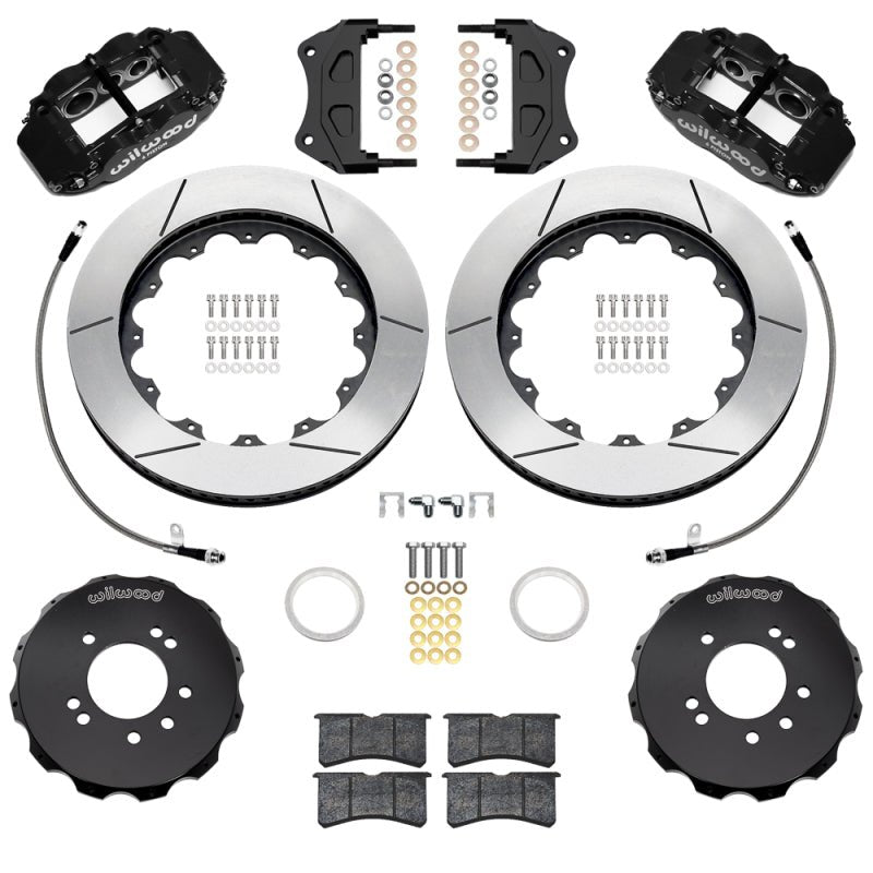 Wilwood 95 - 98 Nissan Skyline Superlite 6R Front BBK w/ 14in Slotted Rotors & Flexlines - Black - My Store