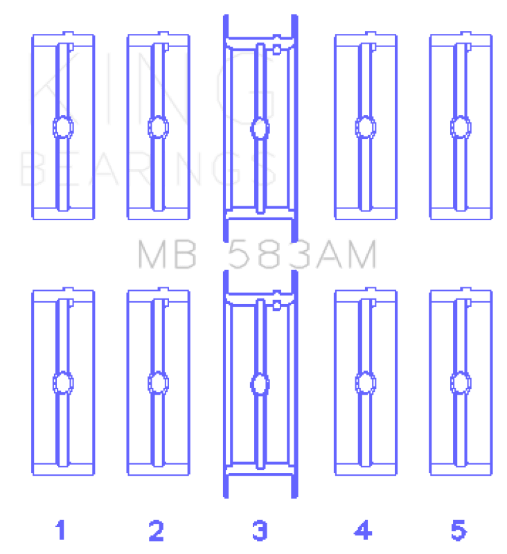 King Engine Bearings Ford 239/256/272/292 (Size .020) Crankshaft Main Bearing Set - My Store