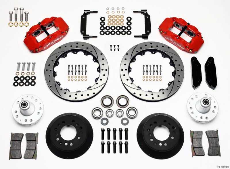 Wilwood Narrow Superlite 6R Front Hub Kit 12.88in Drilled Red 1968 - 1969 Mustang Disc Spindle - My Store