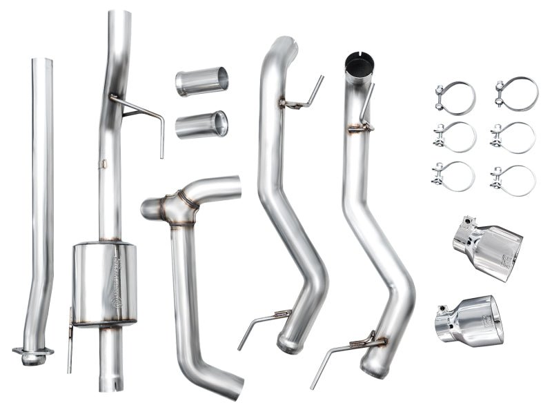 AWE Tuning 2021+ Ford F150 Tremor w/ Bumper Cutouts 0FG Non - Resonated Cat - Back w/ Chrome Silver Tips - My Store