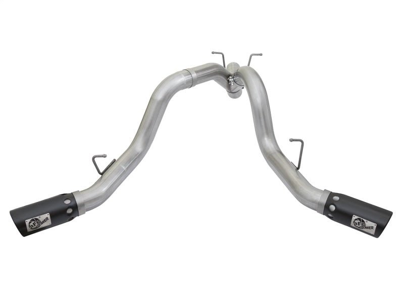 aFe ATLAS 4in DPF - Back Alum Steel Exhaust System w/Dual Exit Black Tip 2017 GM Duramax 6.6L (td) - My Store