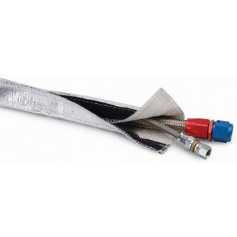compare product DEI Heat Shroud 1in I.D. x 3ft - Aluminized Sleeving - Hook and Loop Edge