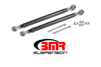 compare product BMR 16-17 6th Gen Camaro Rear Double Adj. Rod Ends Toe Rods - Black Hammertone