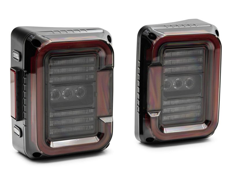 Raxiom 07 - 18 Jeep Wrangler JK Axial Series LED Halo Tail Lights - Black Housing (Dark Smoked Lens) - My Store