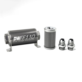 compare product DeatschWerks Stainless Steel 10AN 100 Micron Universal Inline Fuel Filter Housing Kit (110mm)