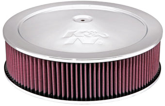 compare product K&N 14in Red Custom Air Cleaner Assembly - 5.125in ID x 14in OD x 3.75in H x 1.25in Drop Base