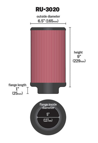 compare product K&N Filter 2 1/4inch 10 Degree Flange 16 1/4inch x 4inch - 4 1/2inch Height