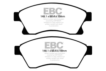 compare product EBC 11+ Chevrolet Cruze 1.4 Turbo (10.9 inch front rotor) Yellowstuff Front Brake Pads