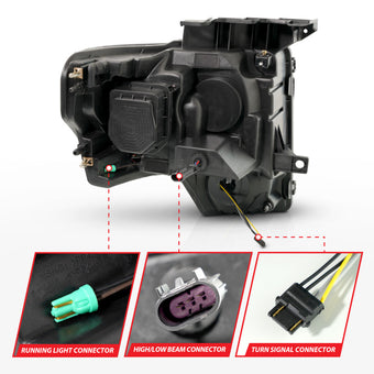 compare product ANZO 09-14 Ford F-150 (Factory Halogen Model ONLY) Full LED Proj Headlights Init/SeqSig Black - Pair