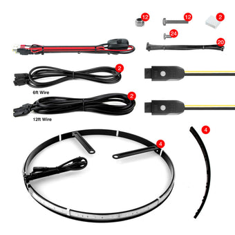 compare product XK Glow Adjustable Wheel Ring Light Kit XKchrome App controlled w/ Turn Signal Function 4pc 15-18In