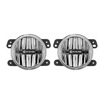 compare product KC HiLiTES 10-18 Jeep JK 4in. Gravity G4 LED Light 10w SAE/ECE Clear Fog Beam (Pair Pack System)