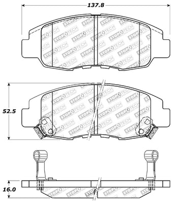 compare product StopTech Performance 98-02 Honda Accord Coupe/Sedan 4cyl Rear Drum/Disc Front Brake Pads