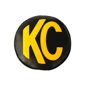 compare product KC HiLiTES 6in. Round Soft Cover (Pair) - Black w/Yellow KC Logo