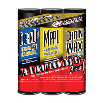 compare product Maxima Chain Wax Ultimate Chain Care Combo Kit - Clean-Up/MPPL/Chain Wax 3-Pack (Aerosol)