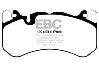 compare product EBC 13-14 Audi RS7 4.0TT (w/Cast Iron Rotors & Trapezoid Weights) Bluestuff Front Brake Pads