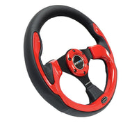 NRG Reinforced Steering Wheel (320mm) Blk w/Red Trim & 5mm 3 - Spoke - My Store