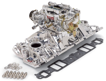 compare product Edelbrock Manifold and Carb Kit Performer RPM Air-Gap SBC 1957-1986 Natural Finish