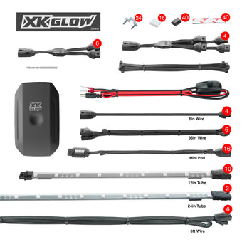 compare product XK Glow Million Color XKCHROME App Controlled Offroad UTV Kit 2x24In Tube + 10x12In Tube + 16xPods
