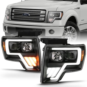 compare product ANZO 2009-2013 Ford F-150 Projector Light Bar G4 Switchback Headlights Black Amber