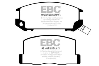 compare product EBC 85-90 Toyota MR2 1.6 Yellowstuff Rear Brake Pads