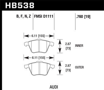 compare product Hawk 2009-2009 Audi A4 Cabriolet HPS 5.0 Front Brake Pads