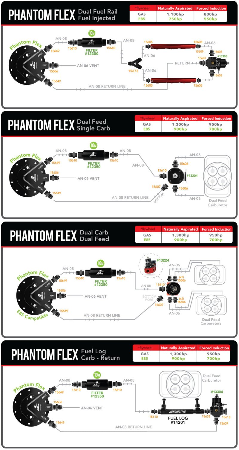 Aeromotive Fuel Pump - Universal - Phantom 450 - 6 - 10in Depth - My Store