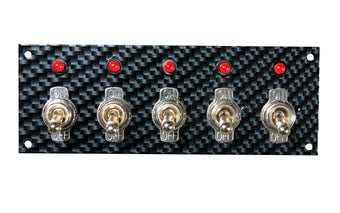 compare product Moroso Toggle Switch Panel - Dash Mount - 2in x 5.5in - Grey/Black Fiber Design