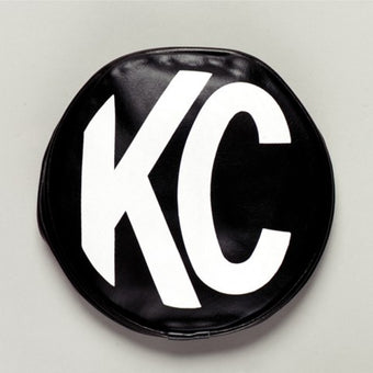 compare product KC HiLiTES 5in. Round Soft Cover (Pair) - Black w/White KC Logo