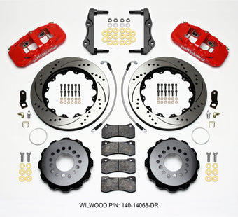 compare product Wilwood AERO4 Rear Kit 14.25in Drilled Red 2014-Up Challenger w/Lines