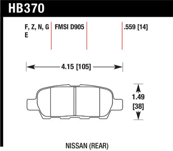 compare product Hawk 03-07 350z / G35 / G35X w/o Brembo Performance Ceramic Street Rear Brake Pads