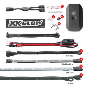 compare product XK Glow Flex Strip Million Color XKCHROME Smartphone App Undercar Kit 8x24In Slim Tube + 6x10In