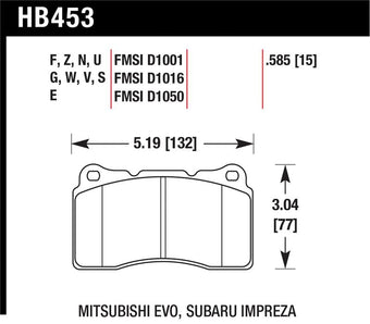 compare product Hawk 03-06 Evo / 04-09 STi / 09-10 Genesis Coupe (Track Only) / 2010 Camaro SS Blue Race Front Brake