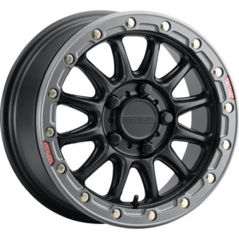 compare product Raceline A14BG Alpha 17x7in/4x156 BP/25mm Offset/132.5mm Bore- Blk & Gunmetal Ring Beadlock Wheel