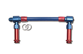 compare product Russell Performance -8 AN to -8 AN Twist-Lok Holley 4150 Dual Inlet Carb Kit (Red/Blue)
